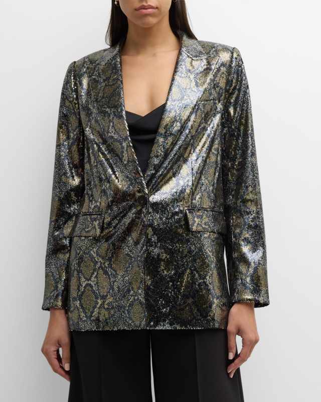 Audrey Sequined Python-Print Blaz